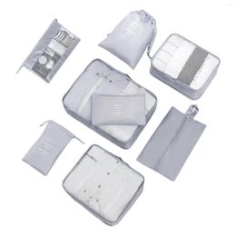 Storage Bags 9pcs Tidy Waterproof For Travel Shoes Packing Cube Set Multifunction Portable Drawstring Bag Compression Suitcase Cosmetics