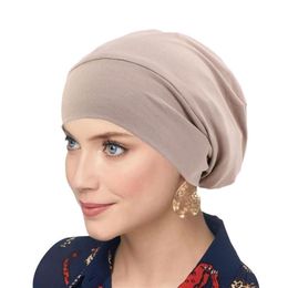 Ethnic Clothing Stretchy Women Satin Lining Chemo Cap Muslim Cotton Turban Hat Beanie Ladies Hair Loss Bonnet Islamic Hijab Headwe286O