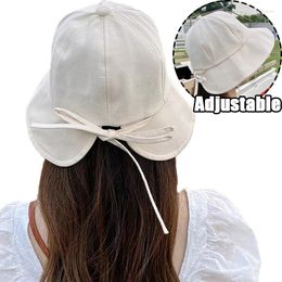 Wide Brim Hats Summer Bow Fisherman Caps Women Bowknot Tie Sunhats Adjustable Panama Sun Outdoor Beach Bucket