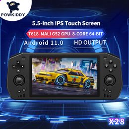 Portable Game Players Powkiddy X28 Android 11 Unisoc Tiger T618 5.5 Inch Touch IPS Screen Handheld Retro Game Console Google Store 230715