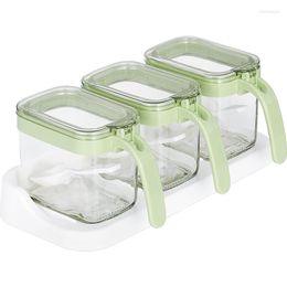 Storage Bottles Glass Spice Box Kitchen Utensils 3PCS Salt Sugar Seasoning Jar Bottle Set Household Container Mx10191525