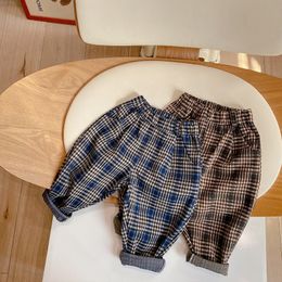 Toddler Children Girls' Spring Fall Clothes Baby Mid-waist Elastic Band Plaid Pants for Kids Girls' Clothing Outer Wear Trousers