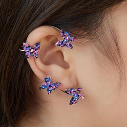 Backs Earrings 1pcs Colourful Glitter Butterfly Ear Cuff For Women Girls Non Piercing Clips On Without Jewellery