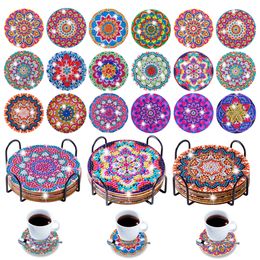 Diamond Painting 6 8Pcs DIY Coaster Animal Drink Cup Cushion With Holder Table Placemat Insulation Pad Christmas Gift 230715