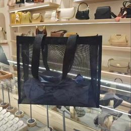 Storage Bags mesh shopping bag, luxurious pattern, travel wash bag, transparent handbag, large capacity shoulder bag, fashionable and popular