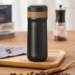 1PC 10oz Stainless Steel French Press Travel Vacuum Bottle, Portable French Press Coffee Maker For Home Office Or Camping
