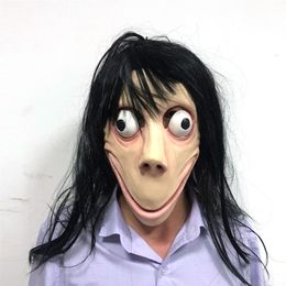 Scary DEATH GAME MOMO Mask Full Face Latex Terror grimace masks Horror Mask For Halloween Cosplay Party2207