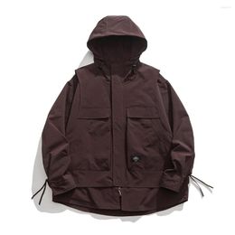 Men's Jackets Men Outdoor Fashion Loose Casual Mountain Wear Windproof Hooded Cargo Jacket Cityboy Harajuku Streetwear Windbreaker Coat