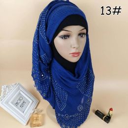 Scarves (12 Pieces/lot) 2023 Design Rhinestones Viscose Crinkle Muslim Long Scarves/scarf Islamic Hijab BM015