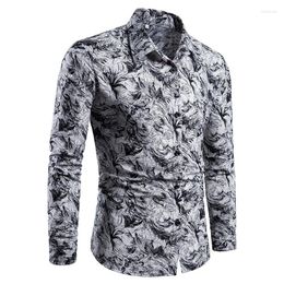 Men's Casual Shirts Men Long Sleeve Print For Mens Social Luxury Man Designer Clothes Hawaiian Fashionable Elegant Classic