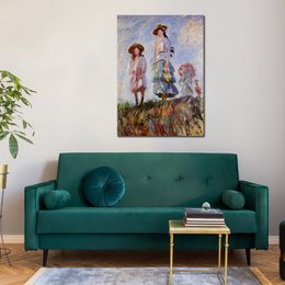 The Promenade (study) Hand Painted Claude Monet Canvas Art Impressionist Landscape Painting for Modern Home Decor