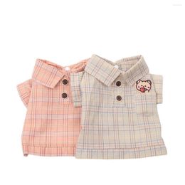 Dog Apparel Plaid Cat Shirt Bear Design Short Style Pet Puppy Shirts Spring/Summer Clothing