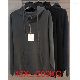 Men's Hoodies Winter Fleece Pullover Hooded Sweater Loose Plus Size 14XL 15XL Comfortable Student Big Sweatshirts