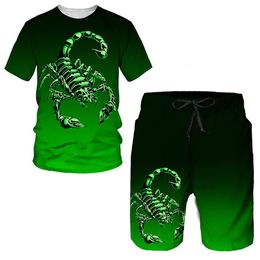 Men's Tracksuits 2023 Summer Scorpion 3D Printed Tshirt Sportswear Short Sleeve Top Shorts Graphic Street Suit 230715