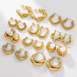 Hoop Earrings Waterproof Jewellery Non Tarnish Luxury Chunky 18K PVD Gold Plated Metal Stainless Steel For Women