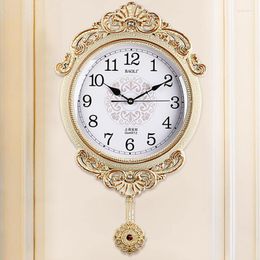 Wall Clocks Golden Pendulum Hanging Clock Luxury Metal Art Watch Kitchen Decor Wandklok Living Home Room