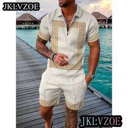 Mens Tracksuits Summer Luxury Brand Tracksuit Male Shorts Suit Polo Shirt Set Daily Casual Beach Clothing 3D Printed Fashion Slim Fit 230715