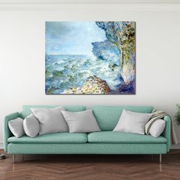 O mar em Fecamp pintado à mão por Claude Monet Arte em tela impressionista pintura de paisagem para decoração de casa moderna