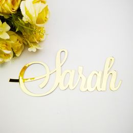 Other Event Party Supplies Custom Mirror Rose Gold Baby Name Sign Nursery Wall Decoration Personalised Black Name Sign Rustic Wedding Party Baptism 230715