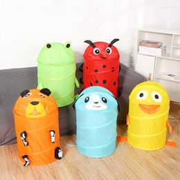Storage Baskets Cartoon Cute Animal Bucket Folding Cylinder Laundry Basket Toy Box Organiser Bag