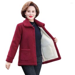 Women's Trench Coats XL-5XL Autumn Winter Women Fleece Jacket Velvet Warm Cotton Padded Coat Middle Aged Clothing Female Parkas