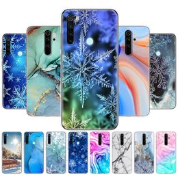 For Xiaomi Redmi Note 8T Case Silicon Cover 8 2021 NOTE PRO Marble Snow Flake Winter Christmas