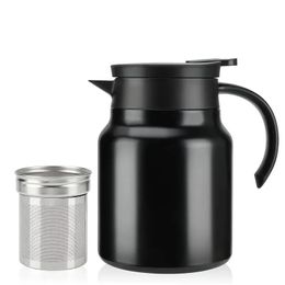 1pc Stainless Steel Thermal Carafe 1000ml/34oz, Double Walled Vacuum Insulated Coffee Pot With Press Button Top 10Hrs Heat&Cold Retention