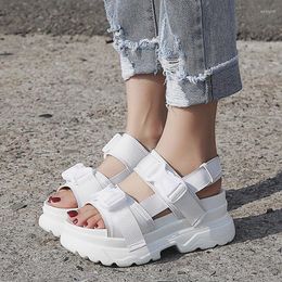 Dress Shoes Summer Black White Women Sandals Buckle Design Platform Comfortable Thick Sole Beach Size35-43 Casual