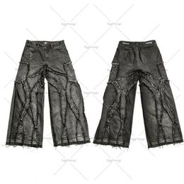 Men s Jeans Y2k Old Washed Hip Hop Oversized 2023 Fashion Casual Punk Rock Loose Straight Wide Leg Pants Streetwear 230715