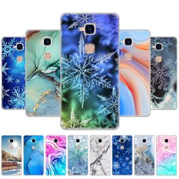 For Huawei Honor 5C Case Soft Tpu Silicon Back Phone Cover On 5c Protective Bags Bumper Marble Snow Flake Winter Christmas