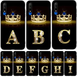 For Honor 9X Global Case Premium Cover On Huawei STK-LX1 Black Tpu Case Gold Letters