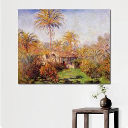 Canvas Art Impressionist Small Country Farm in Bordighera Claude Monet Landscape Painting Handmade Romantic Home Decor