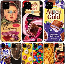 For Google Pixel 5 Case 5A 5G On XL 4G Pixel5 A 5XL Black Tpu Case ChoColate Food Package