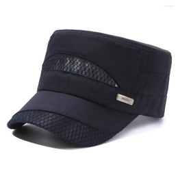 Berets Quick Dry Mesh Military Hats Men Summer Sun Protection Flat Top Baseball Caps Breathable Cadet Army Cap Casquette Militaire