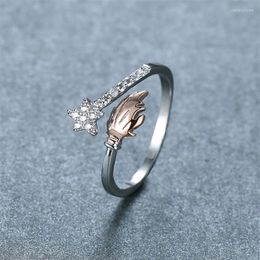 Wedding Rings Luxury Female Small Star Adjustable Thin Ring Band Classic Silver Color Engagement Minimalist Open For Women