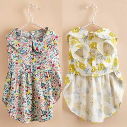 Dog Apparel Pet Clothing Floral Dress For Dogs Clothes Cat Small Doll Collar Cherry Embroidery Cute Spring Summer Yorkshire Accessories