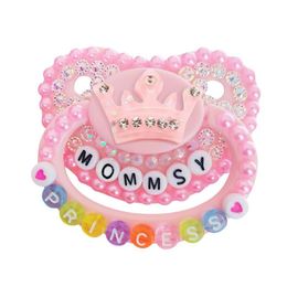 Pacifiers# Mommys Princess Sytle DDLG Adult Silicone Nipple Baby Pacifier Handmaking Pacifiers Rainbow For Girl Boy189Y
