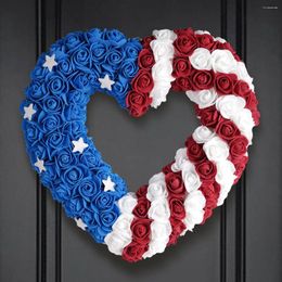 Decorative Flowers Independence Day Garland Door Pendant Holiday Decorations Foam Flower American Singing Wreath Wreathes