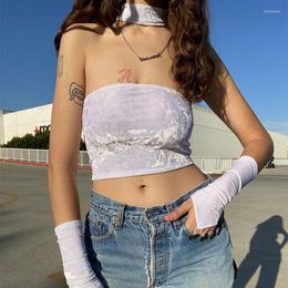 Women's T Shirts Women Off Shoulder Strapless Flannel Crop Tops With Beaded Sleeve Sexy Wrap Cropped Club Party Outfits