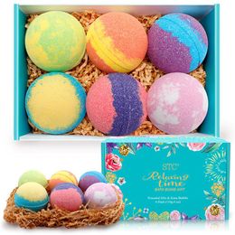 Christmas private label natural handmade rich bubble spa relaxing bath fizzer kit Colourful organic 6 bath bomb gift set299C