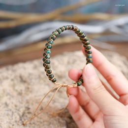 Charm Bracelets Natural African Turquoises Stone Strand Green String Wrap Bracelet Bangle Women Femme Yoga Meditation Boho