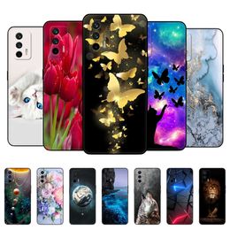 For Realme GT 5G Case Back Phone Cover OPPO RMX2202 6.43" Silicon Soft TPU Bumper Coque Black Tpu Case