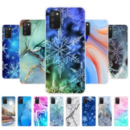 For Samsung A02s Case 6.5 Inch Soft Silicon Phone Cover Galaxy SM-A025F A025 Marble Snow Flake Winter Christmas