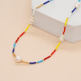 Chains Go2Boho Colorful Women Necklace Jewelry Boho Mix Freshwater Pearl Seed Bead Choker Necklaces Gift For Summer Fashion