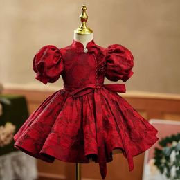 Girl's Dresses Children's Evening Gown Bow Design Spanish Vintage Girls Birthday Baptism Party Christmas Red Dresses For Eid A2051 230715