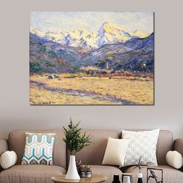 Impressionist Canvas Art The Valley of The Nervia Claude Monet Painting Handmade Oil Reproduction Modern Hotel Room Decor