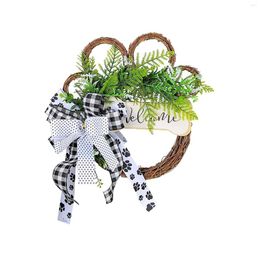 Decorative Flowers Dry Branch Dog Garland Creative Rattan Ring Hanging Door Window Atmosphere Decoration Metal Christmas Wreath