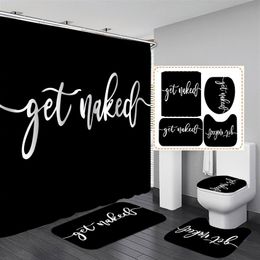 Bathroom Shower Curtain Set 4 Pcs Waterproof Printing Ground Mat Cover 180X180CM Toilet Seat Covers Home Decor161C