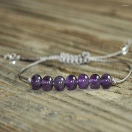 Strand Amethyst Yoga Bracelet Crown Chakra 7th Gemstone Therapy Meditation Reiki Wish