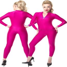 Pink Lycra Spandex Catsuit Costume Front Zipper Unisex Sexy Bodysuit Yoga Costumes Outfit No Head Hand Foot Halloween Party Fancy 224E